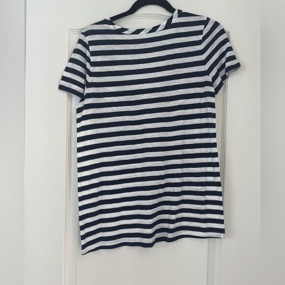 Classic Caslon Striped Navy and White Women's Scoop Neck Tee - Picture 5 of 5